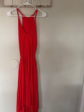 Ag Adriano Goldschmied Red Sleeveless Tie-Waist Maxi Dress